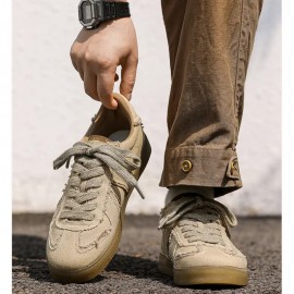 Men's German Trainers Sneakers - Lightweight /PVC Low-Top Sneakers with High-Traction Sole, Lace-Up Round Toe Casual Sports Footwear for Gym, Outdoor & Casual Attire - Durable - (Spring, Summer, Fall) - Signature Style