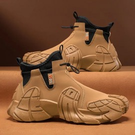 Men's Mid-Top Outdoor Large Size Trendy Versatile Thick-Soled Wear-Resistant Fashion Casual Sneakers