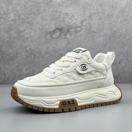 Men's Winter Height-Increasing Sneakers - Low-Top Thick-Soled Shoes for Height, Sole & Fabric Upper, Casual Sportswear Suitable for Students, Daily Wear & Social Events - Discreet Lift