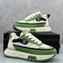 Men's Winter Height-Increasing Sneakers - Low-Top Thick-Soled Shoes for Height, Sole & Fabric Upper, Casual Sportswear Suitable for Students, Daily Wear & Social Events - Discreet Lift