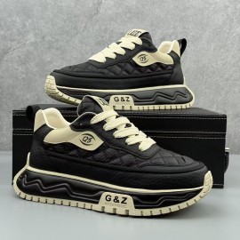 Men's Winter Height-Increasing Sneakers - Low-Top Thick-Soled Shoes for Height, Sole & Fabric Upper, Casual Sportswear Suitable for Students, Daily Wear & Social Events - Discreet Lift