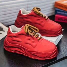 Men's Heavy-Sole Cushioned Sneakers - Thick-Soled Non-Slip Training Shoes with Breathable Mesh & Upper, -Absorbing Sole for Running, Gym, All-Season Low-Top Athletic Footwear