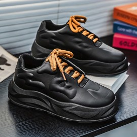 Men's Heavy-Sole Cushioned Sneakers - Thick-Soled Non-Slip Training Shoes with Breathable Mesh & Upper, -Absorbing Sole for Running, Gym, All-Season Low-Top Athletic Footwear