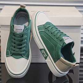 Men'S Lightweight Skateboard Sneakers - Low-Top Lace-Up Streetwear Shoes with Cushioned PVC Sole, Minimalist White & Navy Blue colorway - Breathable Fabric Lining for Urban Fashion, Gym, Everyday Casual Wear - Spring/Fall Seasonal Transition Shoes, Canvas Shoes For Men, Casual Shoes For Men, Men Canvas Sneakers, Men Sneakers, Mens Canvas Shoes, Mens Sneakers, Skate Shoes For Men, Sneakers For Men