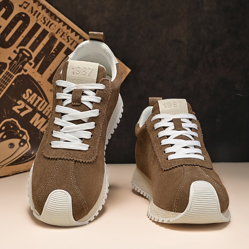 Men's All-Season Thick-Soled Sneakers - Non-Slip PVC Sole & Cushioned  Insole, Low-Top Lace-Up Casual Shoes for Gym,, Casual Attire - Heavy-Duty Durable Round Toe Design (Compatible with all Foot Types)