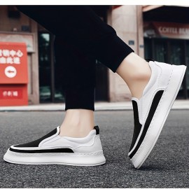 Men'S Breathable New Canvas Shoes | Versatile Thick-Soled Slip-On Casual Trendy Flat Shoes, Low Top, Solid Color, Rubber Sole, Fabric Inner and Insole - Yexingman