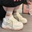 These Adorable Sneakers Have a White Foundation with Green Highlights, a Thick Sole, And Whimsical Laces, Bringing a Lively And Fashionable Touch to Your Outfit.