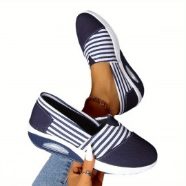 Summer Autumn New Striped Shoes Casual Round Toe Rocking Shoes Comfortable Mom Shoes Cross-border Large Size Women's Shoes, Women Shoes, Sneakers