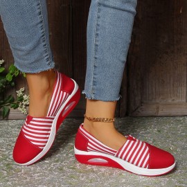 Summer Autumn New Striped Shoes Casual Round Toe Rocking Shoes Comfortable Mom Shoes Cross-border Large Size Women's Shoes, Women Shoes, Sneakers