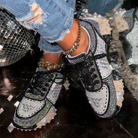 Shoes for Women Spring New Style Full Sparkling Women's Sports Casual Shoes Non-Slip Sneakers, Casual Footwear, Walking Shoes, Stylish Footwear, Fashion Sneakers, Comfortable Soles, Lightweight Footwear, Lowtop Shoes, Easyon Sneakers, Plus Size