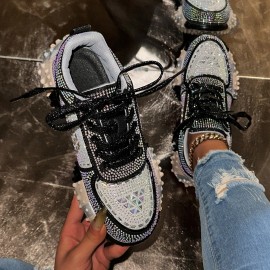Shoes for Women Spring New Style Full Sparkling Women's Sports Casual Shoes Non-Slip Sneakers, Casual Footwear, Walking Shoes, Stylish Footwear, Fashion Sneakers, Comfortable Soles, Lightweight Footwear, Lowtop Shoes, Easyon Sneakers, Plus Size