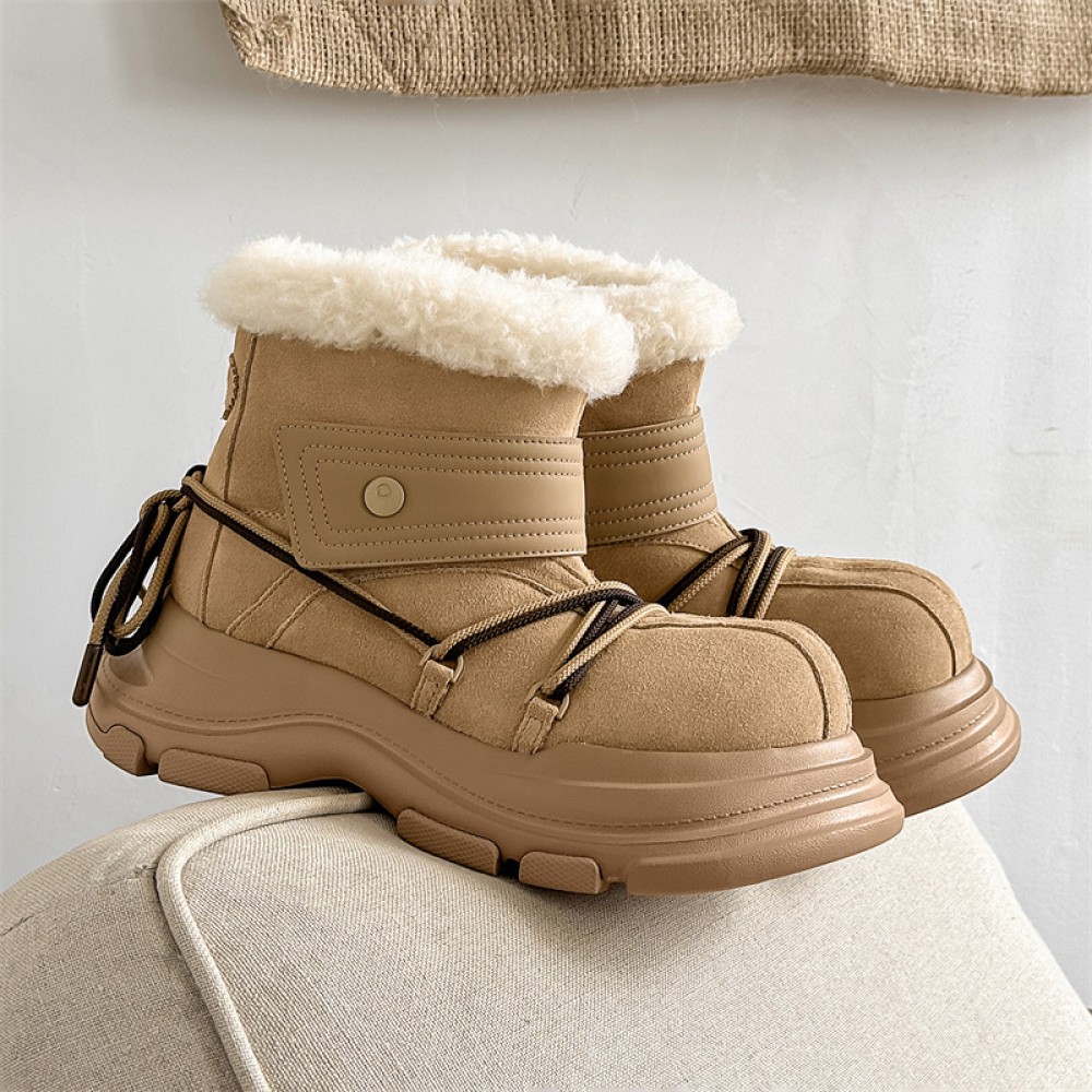 Warm Winter Snow Boots with Thick Anti-Slip Rubber Sole, Big Toe & Cute Artificial Upper - Slip-/Shoe for Ice, Snow Suitable for Cold Weather - Winter Footwear for, Commuting, Days