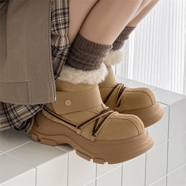 Warm Winter Snow Boots with Thick Anti-Slip Rubber Sole, Big Toe & Cute Artificial Upper - Slip-/Shoe for Ice, Snow Suitable for Cold Weather - Winter Footwear for, Commuting, Days