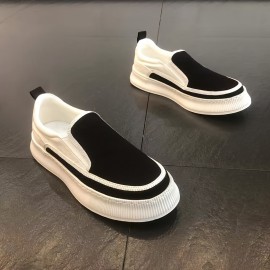 Men'S Breathable New Canvas Shoes | Versatile Thick-Soled Slip-On Casual Trendy Flat Shoes, Low Top, Solid Color, Rubber Sole, Fabric Inner and Insole - Yexingman