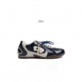 Vintage Baseball Style Casual Shoes | Autumn New Color-Block Racing Sneakers, Versatile Thin Sole Trendy Sports Shoes, Low Top, Fabric Upper and Sole, Plain Toe, Lace-up Closure