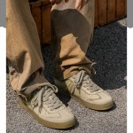 Men's German Trainers Sneakers - Lightweight /PVC Low-Top Sneakers with High-Traction Sole, Lace-Up Round Toe Casual Sports Footwear for Gym, Outdoor & Casual Attire - Durable - (Spring, Summer, Fall) - Signature Style