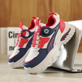 Men's Chunky Platform Sneakers - Breathable & Cushioned Sole, Lightweight Retro Dad Shoes Suitable for Gym, Hiking, Travel - Slip-Resistant Outsole, - Low-Top Training Sneakers