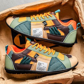Men's Minimalist Mid-Top Sneakers - Breathable Board Shoes with Sole & Microfiber, Lace-Up Casual Sports Shoes Suitable for Spring/Autumn, Spring Summer New Model (Color Options)