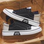 Men'S Lightweight Skateboard Sneakers - Low-Top Lace-Up Streetwear Shoes with Cushioned PVC Sole, Minimalist White & Navy Blue colorway - Breathable Fabric Lining for Urban Fashion, Gym, Everyday Casual Wear - Spring/Fall Seasonal Transition Shoes, Canvas Shoes For Men, Casual Shoes For Men, Men Canvas Sneakers, Men Sneakers, Mens Canvas Shoes, Mens Sneakers, Skate Shoes For Men, Sneakers For Men