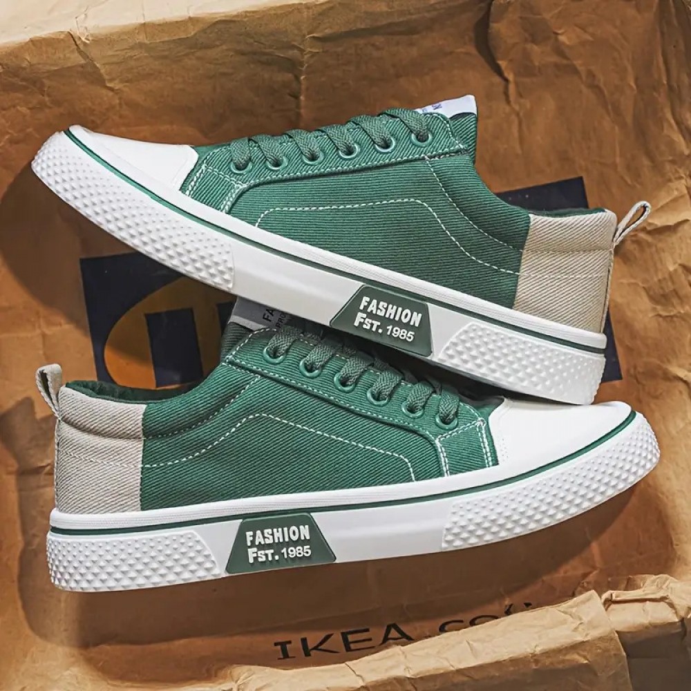 Spring And Autumn Men'S Fashion Canvas Sneakers - Lightweight, Comfortable, Trendy Skateboard Shoes for Street Style