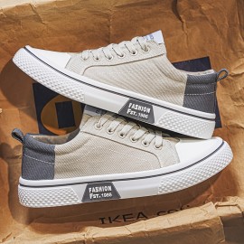 Spring And Autumn Men'S Fashion Canvas Sneakers - Lightweight, Comfortable, Trendy Skateboard Shoes for Street Style