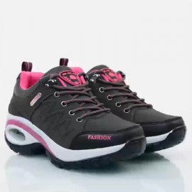 Women'S Casual Sneakers | Thick Sole, Cushioned, Fashion Outdoor Hiking, Non-Slip, Low-Top Ankle Boots, Running, Training Shoes, Microfiber, All-Season, Embroidered, Solid Color, Lace-up Closure