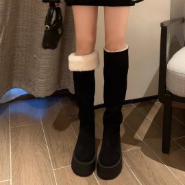 Petite Womens Knee High Boots | Platform Riding Boots Winter Snow Boots Foldable Fashion Casual Chunky Sole Boots New | EVA Upper, PVC Inner, EVA Insole, Rubber Sole