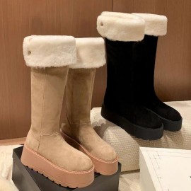 Petite Womens Knee High Boots | Platform Riding Boots Winter Snow Boots Foldable Fashion Casual Chunky Sole Boots New | EVA Upper, PVC Inner, EVA Insole, Rubber Sole