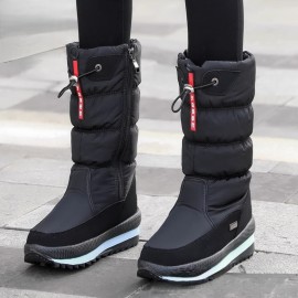 Winter New Thickened Fleece Drawstring Warm Locking Snow Boots for Women High Quality Non-Slip Outdoor Fishing Long Boots Height Increasing Shoes Plus Size Women's Shoes