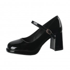 [sneakers] New Style Small Shoes | Thick Sole Single Strap Retro High Heels Women'S Shoes with PVC Upper, Fabric Insole, and Rubber Sole