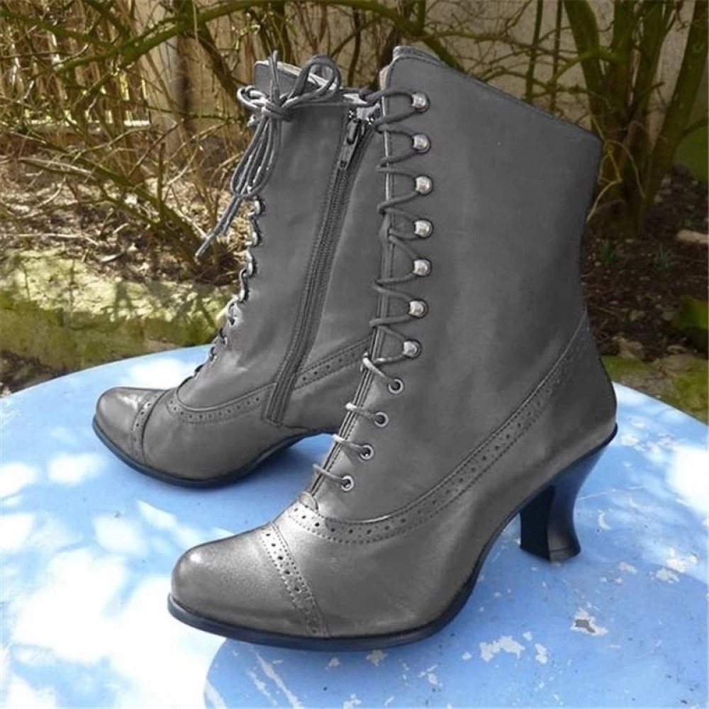 Mid-Calf Women's Boots with High Chunky Heel, European Style Riding Boots