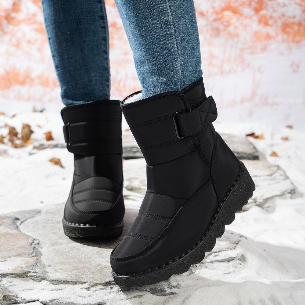 Women's High Quality Non-Slip Winter Snow Boots with Thickened Warm - Heavy-Duty Mid-Calf Outdoor Boots Suitable for Ice, Snow, Slush & Urban Commuting - Sole & Closure (Northeast Design)