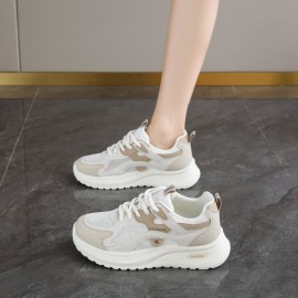 Mesh Breathable sneakers Women New Spring and Autumn | Lightweight Soft Bottom Running Shoes with PVC Upper, Fabric Insole, Rubber Sole, Lace-up Closure