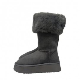 Women'S Winter Warm Tall faux fur Boots | New Gray Platform Boots, Two Wear Style, Non-Slip Thick Sole, EVA Upper and Insole, PVC Inner, Rubber Sole