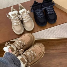 Women's Wide Width Winter Boots 2025, High Top Thermal Boots with Faux Fur, Thick Platform Sole Snowproof Ankle Boots