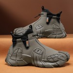 Men's Mid-Top Outdoor Large Size Trendy Versatile Thick-Soled Wear-Resistant Fashion Casual Sneakers